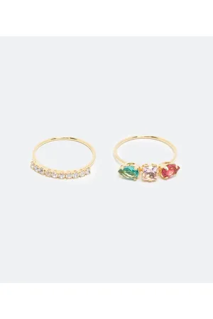 Cubus Kit 2 Anéis em Metal Strass e Zircônia em 3 Cores