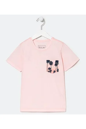 Fuzarka Camiseta Infantil Bolso com Estampas de Coqueiros - Tam 5 a 14 anos