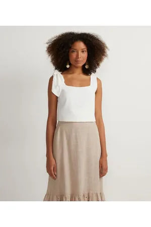 Marfinno Blusa Regata em Viscolinho com Detalhe de Laço