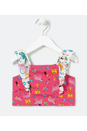Jana Glatt Blusa Infantil Cropped com Estampas de Animais - Tam 1 a 5 anos