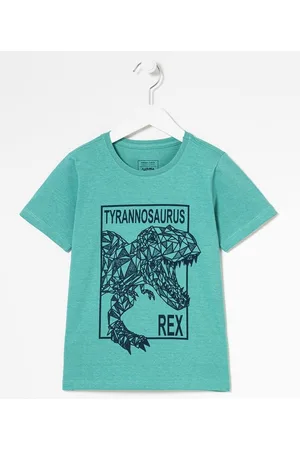 Fuzarka Camiseta Infantil com Estampa do Dinossauro T-Rex - Tam 5 a 14 anos