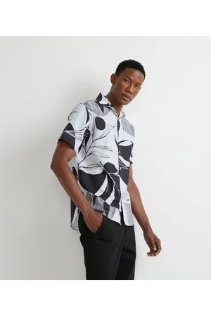 Marfinno Camisa Manga Curta em Voal Estampa Folhagem