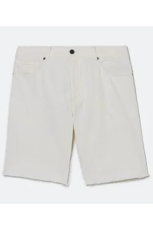 Blue Steel Bermuda Slim em Sarja com Barra Desfiada
