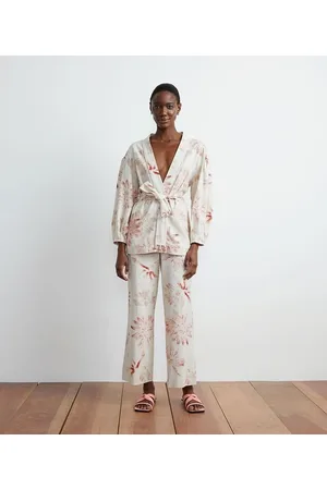 ATELIER Kimono em Viscolinho com Estampa Floral e Cinto Faixa
