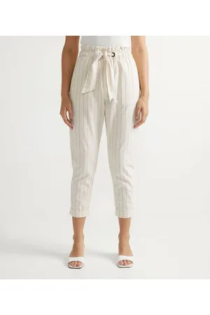 Cortelle Calça Baggy em Sarja Listrada com Amarração no Cós