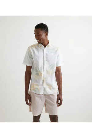 Marfinno Camisa Manga Curta em Linho com Estampa Floral