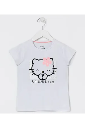 Camiseta de manga curta feminina, blusa preta, kawaii, sanrio, hello kitty,  anime, novo, elegante, estampado, verão, temperamento, y2k, anime