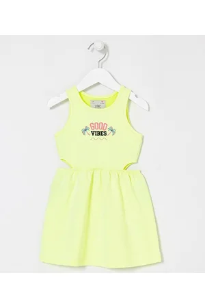 Póim (1 a 5 anos) Vestido Infantil com Bordado Good Vibes e Aberturas nas Laterais - Tam 1 a 5 anos