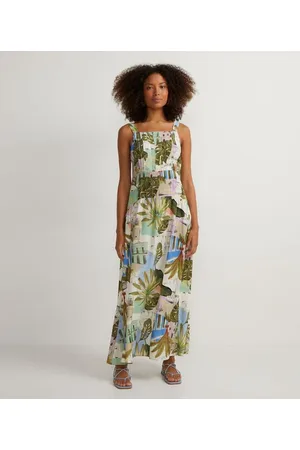 Marfinno Vestido Longo em Viscose com Estampa Pelourinho