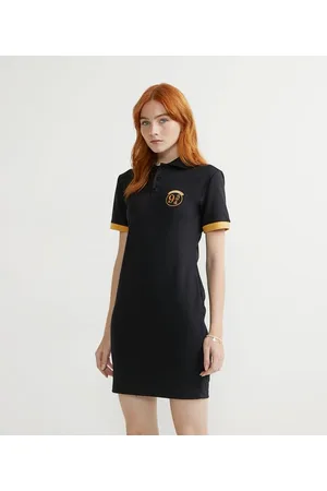 Harry Potter Vestido Curto em Ponto Roma com Patch da Plataforma 9 3/4