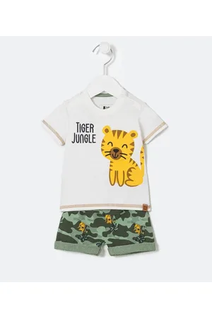 Teddy Boom Conjunto Infantil com Estampa de Tigre - Tam 0 a 18 meses