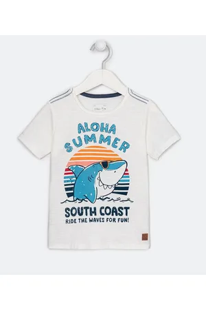 Póim (1 a 5 anos) Camiseta Infantil com Estampa de Tubarão - Tam 1 a 5 anos