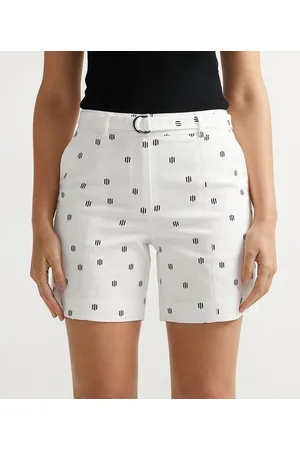 Cortelle Short Alfaiataria em Algodão Estampado com Cinto Fivela