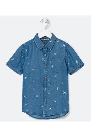 Fuzarka Camisa Infantil com Estampa Mini Ícones Tropicais - Tam 5 a 14 anos