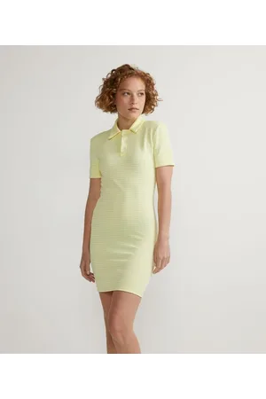 Blue Steel Vestido Curto em Jacquard Xadrez com Gola Polo