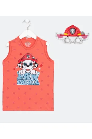 Paw Patrol Regata Infantil Estampa de Marshall Patrulha Canina e Máscara Interativa - Tam 2 a 5 anos