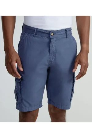 Marfinno Bermuda Cargo em Sarja com Detalhes em Pespontos