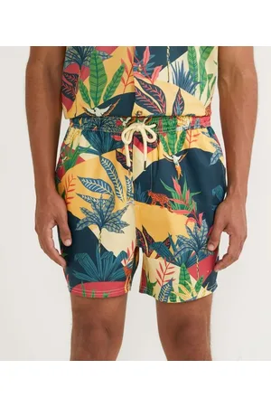 Blue Steel Bermuda em Algodão com Estampa Tropical