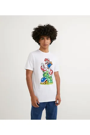 Nintendo Camiseta Manga Curta em Algodão Estampa Mario