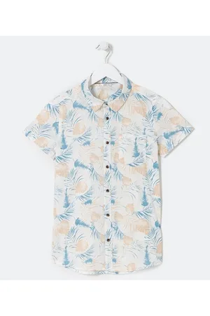 Fuzarka Camisa Infantil com Estampa de Folhagem - Tam 5 a 14 anos
