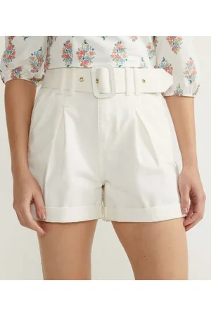 A-Collection Bermuda Cintura Alta em Sarja com Cinto Fivela Forrado