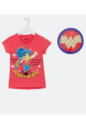 Mulher Maravilha Blusa Infantil com Estampa da e Escudo - Tam 1 a 14 anos