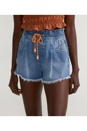 Blue Steel Short Runner Jeans com Cordão na Cintura