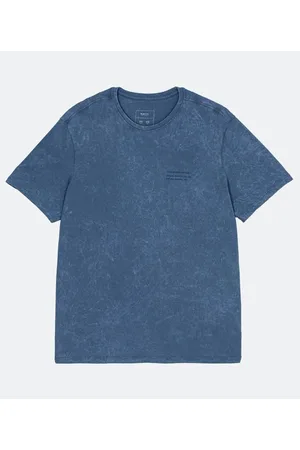 Blue Steel Camiseta Manga Curta Estonada com Estampa em Lettering