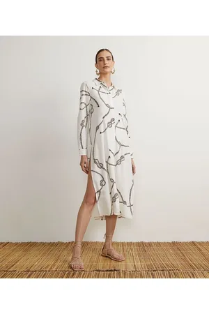 Cortelle Camisa Alongada em Viscolinho com Estampa de Corda