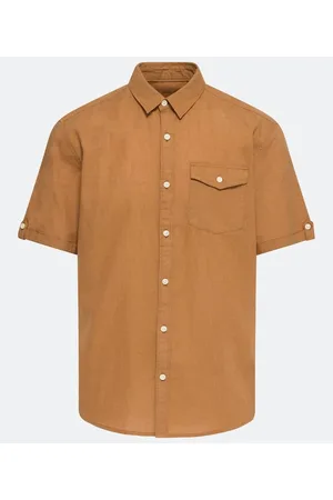 Marfinno Camisa em Linho Manga Curta com Bolso