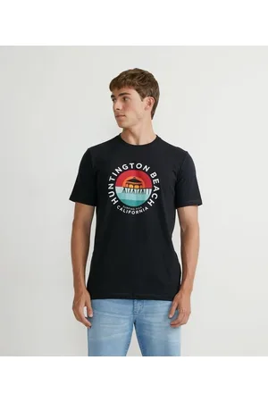 Ripping Camiseta Manga Curta em Algodão com Estampa Pier Huntington