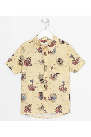 Fuzarka Camisa Infantil em Viscose Estampada - Tam 5 a 14 anos