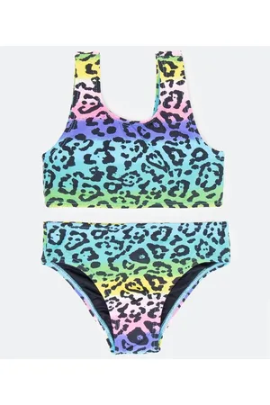 Cubus Biquíni Infantil Estampa Animal Print e Degradê Multicolor - Tam 5 a 14 anos