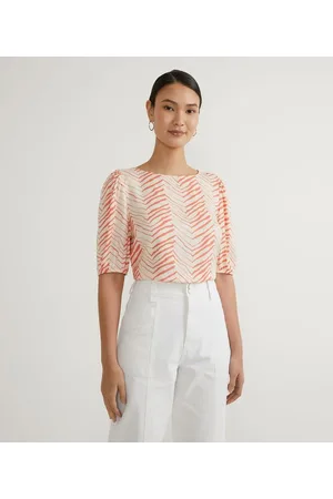 Cortelle Blusa Manga Curta em Viscose com Estampa Animal Print Zebra