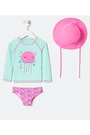 Cubus Conjunto Infantil Proteção UV com Estampa de Água-Viva e Chapéu - Tam 6 meses a 4 anos