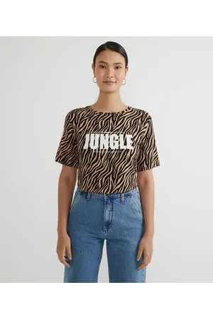 Cortelle Blusa Manga Curta em Viscolycra com Estampa Animal Print Zebra