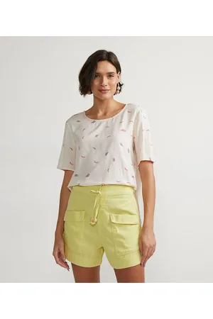 Marfinno Blusa Manga curta em Viscose com Estampa Mini Ícones