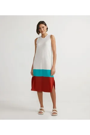Marfinno Vestido Midi em Viscose com Color Block