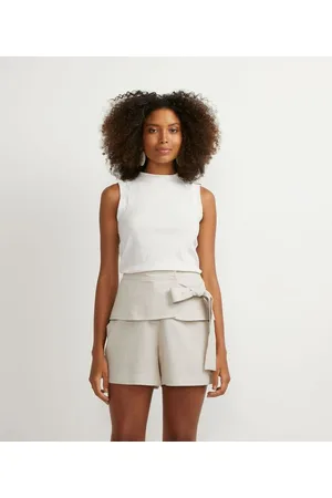 Marfinno Blusa Regata em Viscose Canelada com Botões Contrastantes