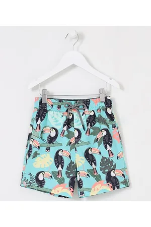 Cubus Bermuda de Banho Infantil com Estampas de Tucanos - Tam 5 a 14 anos