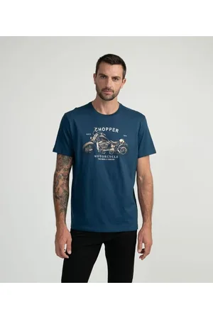 Marfinno Camiseta Manga Curta em Algodão Peruano com Estampa Moto
