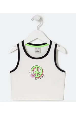 Fuzarka Blusa Regata Infantil com Estampa Paz e Amor