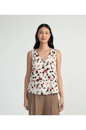 Cortelle Blusa Regata em Viscose com Estampa Poá Diferenciada