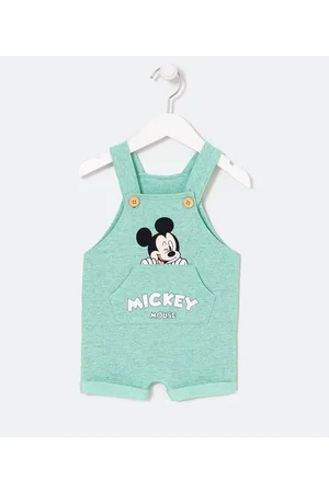 Mickey Mouse Jardineira Infantil em Moletom com Estampa do Mickey no Bolso Canguru - Tam RN a 18 meses