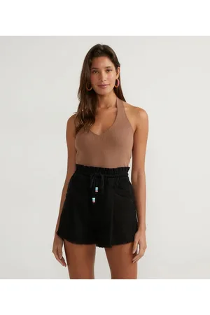 Blue Steel Blusa Regata Frente Única em Tricô Canelado
