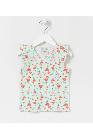 Póim (1 a 5 anos) Blusa Infantil Estampa de Flamingos - Tam 1 a 5 anos