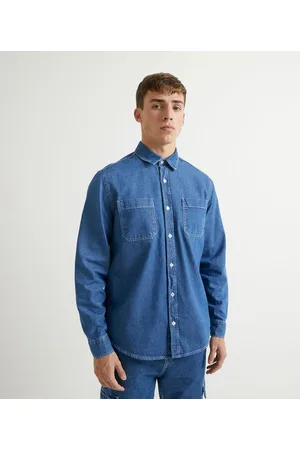 Blue Steel Camisa Jean Manga Longa com Bolsos Frontais
