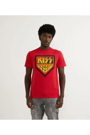 Kiss Camiseta Manga Curta em Algodão Estampa Army