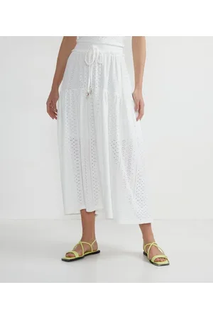 A-Collection Saia Midi em Laise Texturizada com Cordão para Amarração