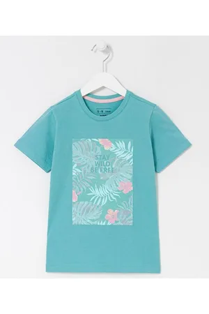 Fuzarka Camiseta Infantil com Estampa de Folhagem - Tam 5 a 14 anos